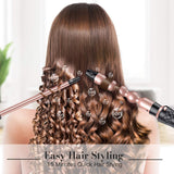 BESTOPE 3 Barrel Hair Waver Curling Iron 4 in 1 Hair Crimper Wand Set with LED Temp Control, 1 inch Ceramic Tourmaline Triple Barrels, Instant Heat Up and Glove & 2 Hair Clips