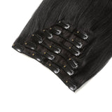 Hair Extensions Clip in Human Hair Double Weft 14" Brazilian Straight Hair Extension Clip on Human Hair 100g with 16clips Grade 8A (14inch #1Jet Black)