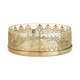 Five Queens Court Irene Crackled Glass and Metal Moroccan Soap Dish, Gold, 4.25x4.25