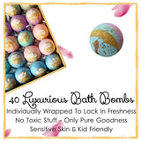 Bath Bomb Party Favors Set. 40 XL Individually Wrapped Bulk Bath Bombs Kit. 40 Unique Bath Fizzers Best Party & Wedding Favors! Luxury Bath Bombs Gift Set for Women & Men.