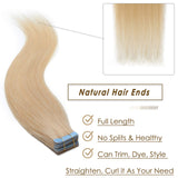 S-noilite Tape in Hair Extensions Blonde 18 Inch 30g 20pcs 100% Remy Human Hair White Blonde Double Sided Rooted Seamless Skin Weft Tape on Natural Hair Extension Bleach Blonde #613
