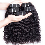 Malaysian Deep Wave Curly Virgin hair 3 Bundles Wet and Wavy 100% Unprocessed Human Hair Weave Weft Extensions 95-105g/pc Natural Black Color (18 20 20)