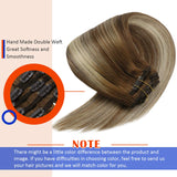VeSunny Blonde Ombre Brown Clip in Hair Extensions Real Human Hair Double Weft Hair Extensions Silky Straight Natural Remy Hair Soft 14 Inch 7PCS 120 Grams