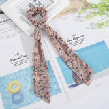 Chiffon Hair Scarf Ponytail Holder - 4PCS Hair Scrunchies for Hair Floral Hair Band Scarves Ponytail Holder for Women Girls (Blue+Pink+Beige+Yellow)