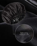YANIBEST Shower Cap for Women - Hair Satin Bonnet Shower Cap for Men Waterproof Extra Large Double Layer Reusable Adjustable for Braids Long Hair (Large,Black)