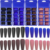 400 Pieces 4 Boxes Matte Extra Long Ballerina Press on Nails Coffin False Nails Solid Color Full Cover Fake Nails Artificial False Nails for Women Girls Nail Decorations (Bright Color)
