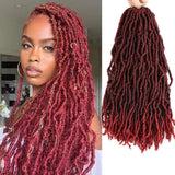HAPPYCC 18 Inch Nu Faux Locs Crochet Hair, 3 Pack Curly Wavy African Soft Goddess Locs Crochet Braids Hair for Black Women Lady Girls, 21 Stands/Pack