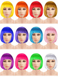 12 Pieces Short Bob Hair Wigs Daily Party Colorful Hairpiece Cosplay Costume Wigs Short Straight Wig for Women Party Supplies
