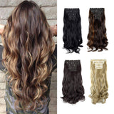 FUT_Forever 18" Curly Wavy 4 Pieces Set Thick Clip in on Hair Extensions