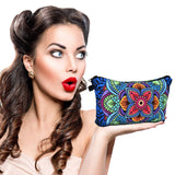 8 Pieces Cosmetic Bag Makeup Bag Waterproof Travel Toiletry Pouch Bag with Mandala Flowers Design, 8 Styles (Round Mandala Flowers)