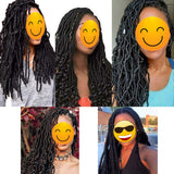 HAPPYCC 18 Inch Nu Faux Locs Crochet Hair, 3 Pack Curly Wavy African Soft Goddess Locs Crochet Braids Hair for Black Women Lady Girls, 21 Stands/Pack