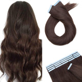 SEGO 18 Inch Tape In Hair Extensions 20pcs 50g /Dark Brown/ Ombre 100% Remy Human Hair Balayage Rooted Hair Invisible Seamless Skin Weft Double Side Tape for Women