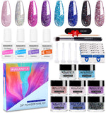 wakaniya Dip Powder Nail Kit- 8 Colors Glitter Sparkle Nail Dip Powders with 4 Base Top Coat Activator and Brush Saver Manicure Kit for Nail Beginners DIY and Professional Salon NO UV/LED Curing