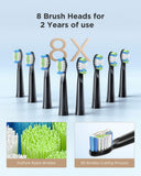 Electric Toothbrush, Fairywill Sonic Toothbrush for Adults with 8 Dupont Bursh Heads, Ultra Cleaning with 40,000 VPM 5 Modes 2 Hours Charging for 30 Days Use, E11 Black Rechargeable Power Toothbrush