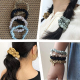 Miwen Silk Scrunchies for Women, Small Black, 100% Pure Mulberry Silk Hair Ties, 22 Momme, Soft & Shiny, Less Pulling, Breakage for Ponytail and Hair Sleep (Pack of 4)