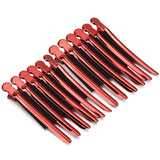 Metal Duckbill Hair Clips, Professional Sectioning Alligator Barrette Red Hair Grip Clamps Salon Barber Hairdressing Styling Tools for Women Girls -12Pcs