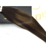 Sunny Brown Ombre Tape in Hair Extensions 16inch #2 Darkest Brown Ombre Brown Highlights Tape in Hair Extensions Remy Straight Tape Human Hair 20pc 50g