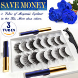 Magnetic Eyelashes with Eyeliner Kit 7 Pairs, DUOERLA 3D False Eyelashes Magneitc Eye Lashes Pack for Women, Fake Mink Eyelashes Magnetic Eyeliner Kit with Applicator, Easy Clean, Reusable, Natural Look,Glue Free.