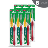 GUM Micro Tip Toothbrush, Compact Soft Bristles with Bonus Proxabrush Go-Between (Pack of 6)