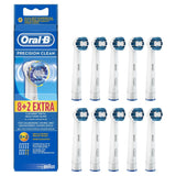 Genuine Original Oral-B Braun Precision Clean Replacement Rechargeable Toothbrush Heads (10 Count) - International Version, German Packaging