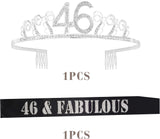 46th Birthday Gifts for Women, 46th Birthday Tiara and Sash, HAPPY 46th Birthday Party Supplies, 46 & FABULOUS Sash and Tiara Birthday Crown for 46th Birthday Party Supplies and Decorations