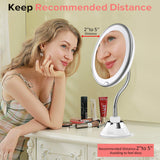 Givehooy Mirror 5X Magnifying Makeup Mirror with LED Light Vanity Mirror,Travel Home Bathroom for Wall Mount 360 Degree Swivel Adjust Flexible gooseneck Glue Pad Suction Cup Portable Cordless Mirror