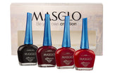 Masglo Nail Polish Glamour Set 4 Pcs Favorite Shades of Red Color - Kit 4 Esmaltes Colores Rojos 0.5 Fl. Oz.
