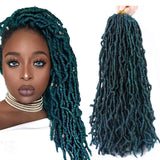 18 Inch New Faux Locs Crochet Hair Pre Looped 6 Packs Soft Goddess Locs Natural Crochet Braids Hair For Black Women Premium Fiber(1B/DGREEN, 18 Inch)