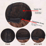 Gowit Bob Hair Wigs 14" Straight Hair Shoulder Length Women Wigs with Bangs Light Brown Synthetic Bob Hair Wigs with Adjustable Straps for Cosplay Party（L.Brown)