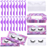 90 Pieces Empty Eyelash Case Set Include 30 False Eyelash Storage Box Empty Eyelash Packaging Box, 30 Eyelash Tray, 30 False Eyelash Applicator Tool Eyelash Extension Tweezers (Fish Scale)