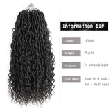 6Packs Aipin New Goddess Locs Crochet Hair 18 Inch River Locs Boho Hippie Locs Wavy Crochet With Curly Hair In Middle And Ends Braids Hair Extensions (6Packs,18 inch, 1B)