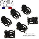 Camila Paris CP2392/6 French Hair Clips for Women, Set of 6 Extra Small 0.5 inch Black, Girls Hair Claw Clips Jaw Fashion Durable and Styling Hair Accessories for Women, Made in France