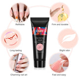 Gershion Glitter Poly Nail Gel Nail Extender Gel Builder for Nails Art Salon at Home Beginner DIY With Base Top Coat Basic Tools All-in-One Poly Nail Extension Gel Kit 6x15ML,S-24