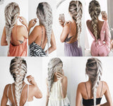Hebelin 21" Ponytail Fishtail Braid Extension Long Clip on in Claw Clip Synthetic Ponytail Hairpieces Claw Jaw Braiding Hair