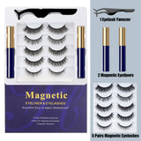5 Pairs Magnetic Eyelashes With Eyeliner Natural Look Kit, 5D Reusable Waterproof No Glue Reusable Silk False Lashes with 2 Tubes of Magnetic Eyeliner Kit and Tweezers