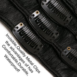 22" Remy Hair Extensions Clip in Human Hair with 18clips 8pcs Soft Smooth Straight feeling for Lady (110g by gross, Jet Black #1)