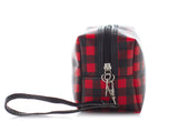 Buffalo Plaid Cosmetic Bag Make Up Bag Red (7"L x 4"H x 3"W, Buffalo Plaid Red)