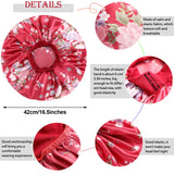 6 Pieces Extra Large Satin Bonnet Sleep Cap Night Hat Soft Satin Sleeping Cap 2.36 Inch Elastic Wide Band Hat for Girls Natural Hair, 6.5 Inch in Diameter, 6 Flower Patterns