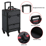 Yaheetech Black Makeup Case Rolling Train Case Lockable Cosmetic Trolley Spinner Wheels with Sliding Drawer