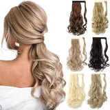 Leterly 18" 24" Ponytail Extension Long Curly Straight Wrap Around Pony Tails Clip in Hair Piece Synthetic for Women Girls Ash Blonde