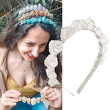 Raw Crystal Quartz Crown Headband - Handmade Natural Quartzite Rhinestone Hairband Crown for Women Halloween Costume Headwear Accessories (Transparent)