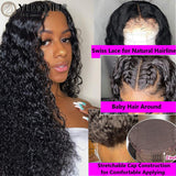 Deep Wave Closure Wig Human Hair 9A Brazilian Virgin Human Hair 4x4 Lace Closure Wigs Pre Plucked With Baby Hair Natural Color for Black Women ( 18Inch )