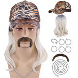 Cfalaicos Tiger King Joe Exotic Costume Wig with Hat (Tiger Pattern Hat + Wig Set)