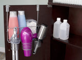 Home Basics 4 Compartment Over the Cabinet Hair Care and Styling Tool Multi-Purpose Bath Accessory Rust-Resistant Steel Storage Organizer, Chrome