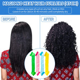 28 Pieces Hair Curlers Spiral Curls No Heat Wave Hair Curlers Styling Kit with 2 Pieces Styling Hooks for Most Kinds of Hairstyles (Assorted Color, 45 cm)