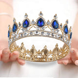 VIJIV Crystal Tiaras Crowns Bridal Headband Wedding Headpieces Hair Decoration Royal Baroque Queen Crown Peacock Green