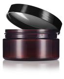 Amber Plastic (BPA Free) Refillable Low Profile Jar - 8 oz (6 Pack) + Spatulas