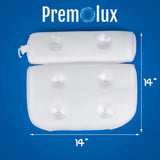 Premolux Bathtub Headrest Pillow - Ergonomic Upper Back and Neck Support with Powerful Suction Cups - Premium Bath Cushion for Women, Men, or the Elderly (Blue)