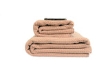 Fina Ultra Absorbent Microfiber Waffle Towel - ONE SET of E-Large Bath(29"x55") and Hair(19"x39") Towel in Coffee Color ONLY.(Bath, Spa,Swimming, Gym, Travel)