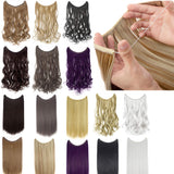22"/24" Curly Straight Invisible Hidden Wire Synthetic Hair Extensions Secret Wire No Clips Full Thick Hairpieces